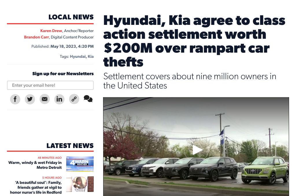 Kia and Hyundai Reach $200 Million Settlement for Theft-Vulnerable Cars